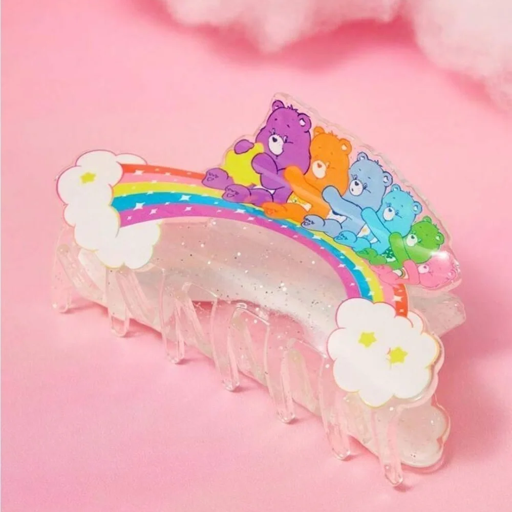 3 For $35 Care Bears Riding On Rainbow Hair Claw Acrylic Hair Clip Accessories